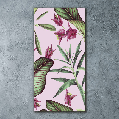 Cuadro decorativo en acrílico brillante vertical Patrón hawaiano