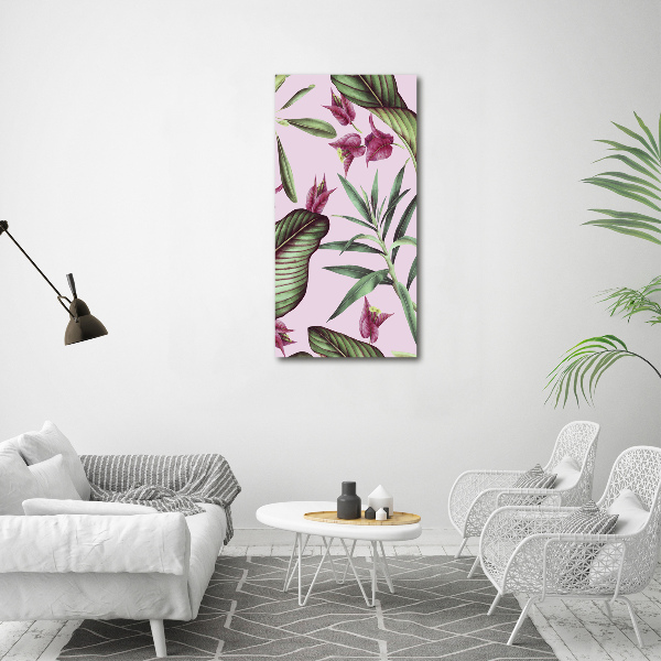 Cuadro decorativo en acrílico brillante vertical Patrón hawaiano