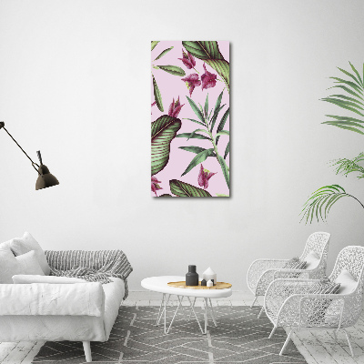 Cuadro decorativo en acrílico brillante vertical Patrón hawaiano