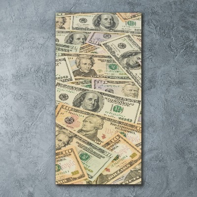 Cuadro de metacrilato moderno efecto cristal vertical Billetes de dólar