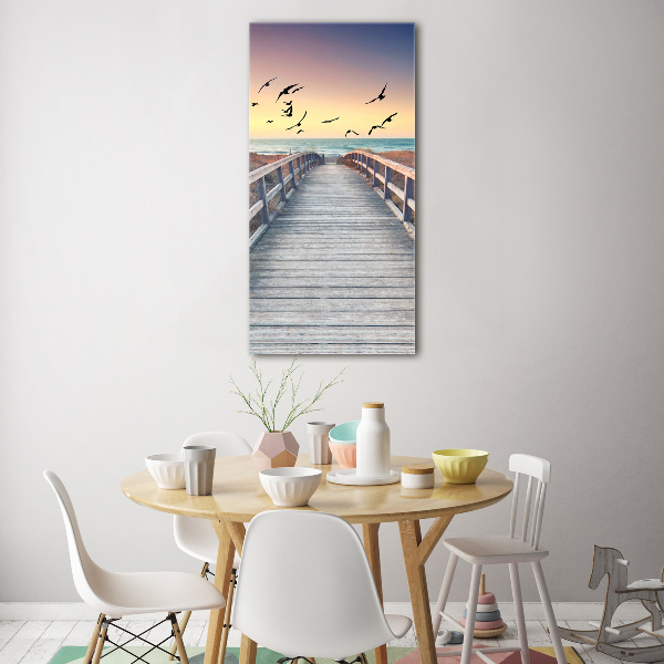 Cuadro decorativo en acrílico brillante vertical Camino a la playa