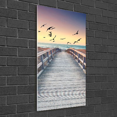 Cuadro decorativo en acrílico brillante vertical Camino a la playa