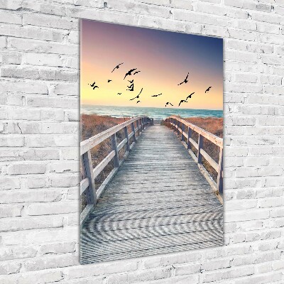 Cuadro decorativo en acrílico brillante vertical Camino a la playa