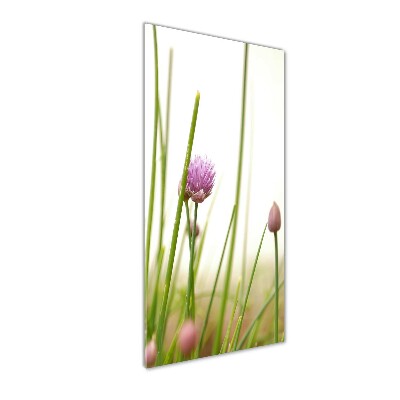 Cuadro de metacrilato moderno efecto cristal vertical Flor de cebollino