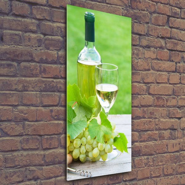 Cuadro decorativo en acrílico brillante vertical Uvas y vino