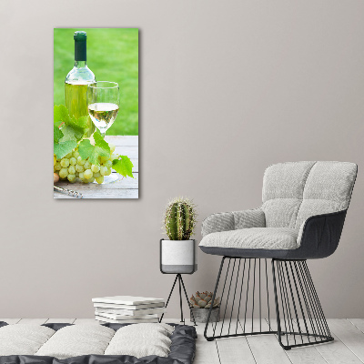 Cuadro decorativo en acrílico brillante vertical Uvas y vino