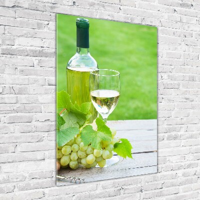 Cuadro decorativo en acrílico brillante vertical Uvas y vino