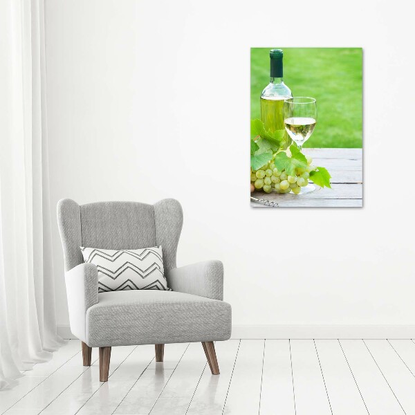 Cuadro decorativo en acrílico brillante vertical Uvas y vino