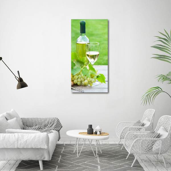 Cuadro decorativo en acrílico brillante vertical Uvas y vino