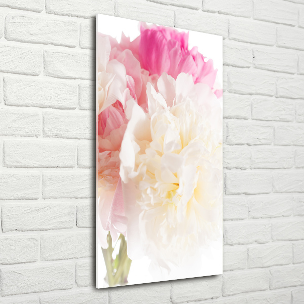 Cuadro decorativo en acrílico brillante vertical Peonía