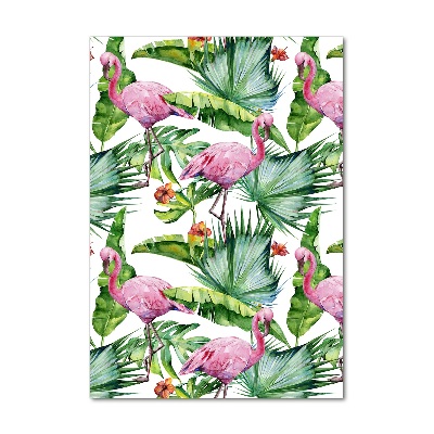 Impresión en metacrilato de alta calidad vertical Hojas y flamencos