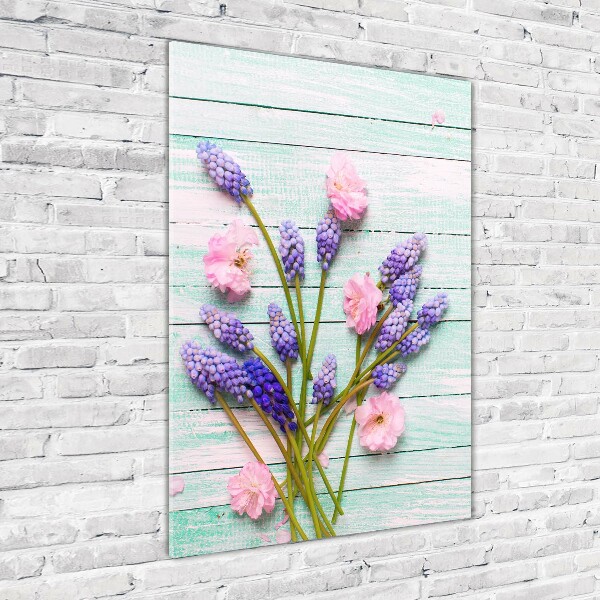 Cuadro de metacrilato moderno efecto cristal vertical Jacinto de uva