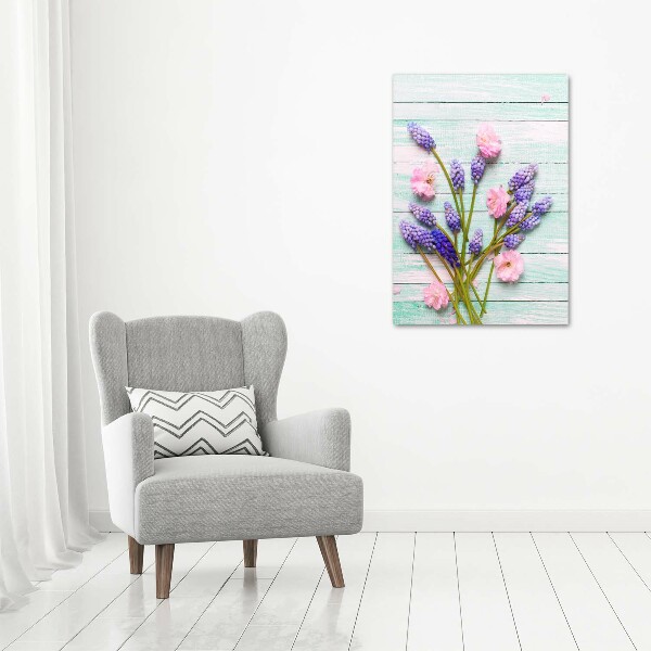 Cuadro de metacrilato moderno efecto cristal vertical Jacinto de uva