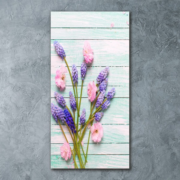 Cuadro de metacrilato moderno efecto cristal vertical Jacinto de uva