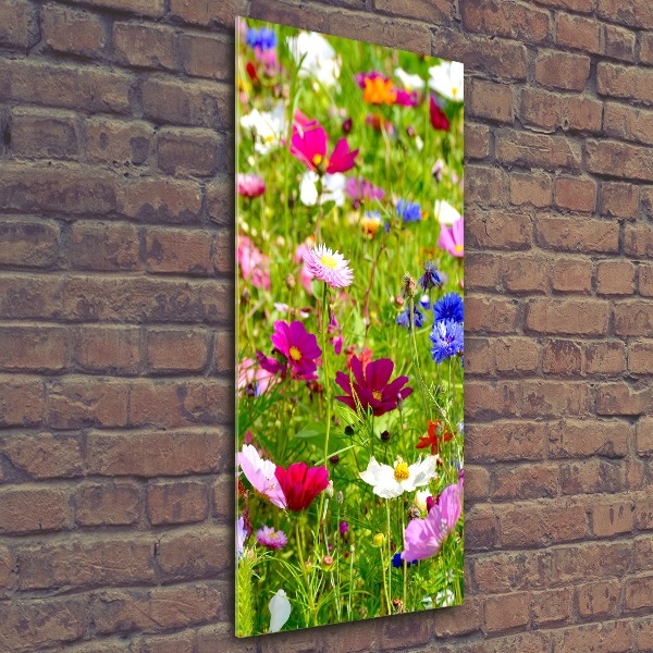 Cuadro decorativo en acrílico brillante vertical Flores silvestres