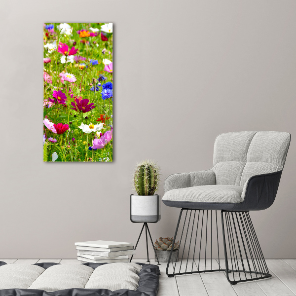 Cuadro decorativo en acrílico brillante vertical Flores silvestres