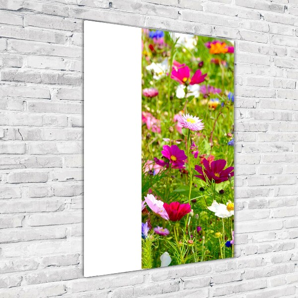 Cuadro decorativo en acrílico brillante vertical Flores silvestres