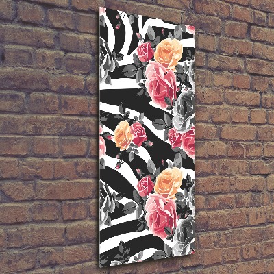 Cuadro de metacrilato moderno efecto cristal vertical Rosas cebra