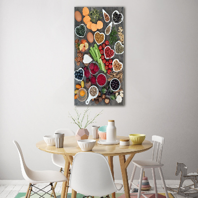 Cuadro decorativo en acrílico brillante vertical Comida saludable