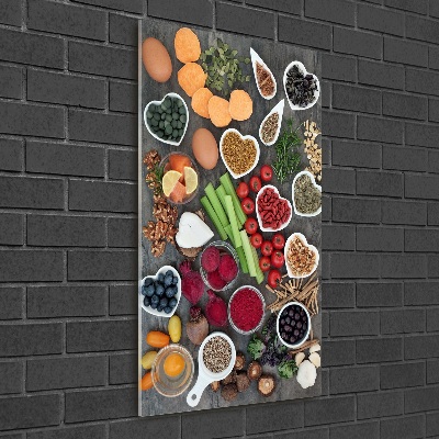 Cuadro decorativo en acrílico brillante vertical Comida saludable
