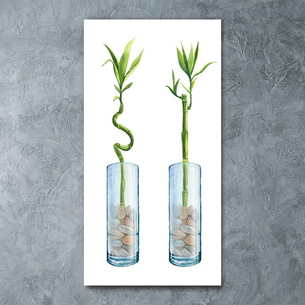 Cuadro de metacrilato moderno efecto cristal vertical Bambú en una maceta