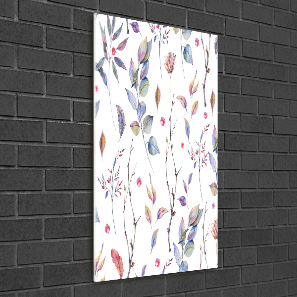 Cuadro decorativo en acrílico brillante vertical hojas de eucalipto