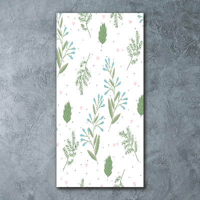 Cuadro de metacrilato vertical Hojas y corazones