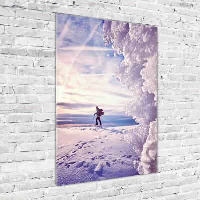 Cuadro decorativo en acrílico brillante vertical Esquiador