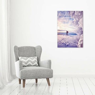 Cuadro decorativo en acrílico brillante vertical Esquiador