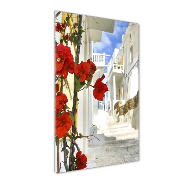 Cuadro de metacrilato moderno efecto cristal vertical Mykonos, Grecia