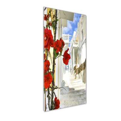 Cuadro de metacrilato moderno efecto cristal vertical Mykonos, Grecia