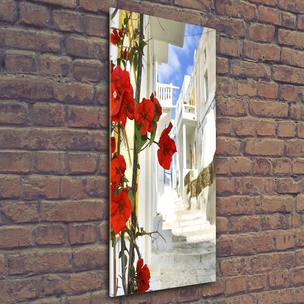 Cuadro de metacrilato moderno efecto cristal vertical Mykonos, Grecia