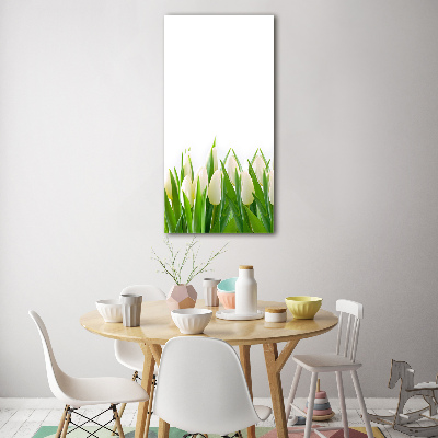 Impresión en metacrilato de alta calidad vertical tulipanes blancos