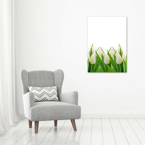 Impresión en metacrilato de alta calidad vertical tulipanes blancos