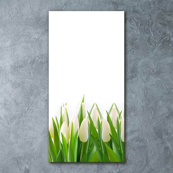 Impresión en metacrilato de alta calidad vertical tulipanes blancos
