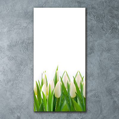Impresión en metacrilato de alta calidad vertical tulipanes blancos