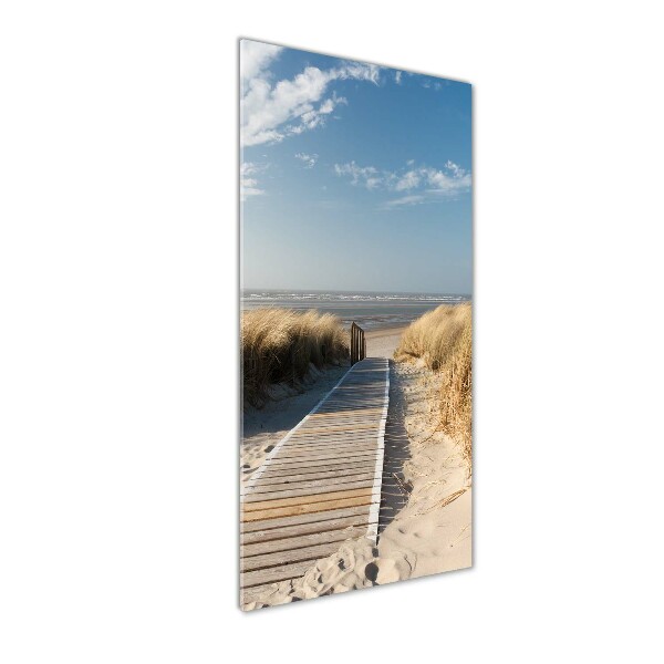 Cuadro decorativo en acrílico brillante vertical Camino a la playa