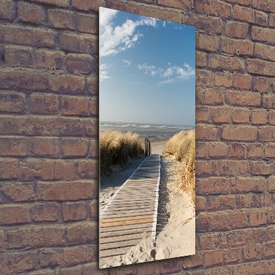 Cuadro decorativo en acrílico brillante vertical Camino a la playa