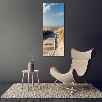 Cuadro decorativo en acrílico brillante vertical Camino a la playa