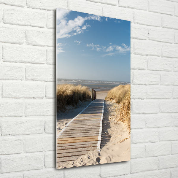 Cuadro decorativo en acrílico brillante vertical Camino a la playa