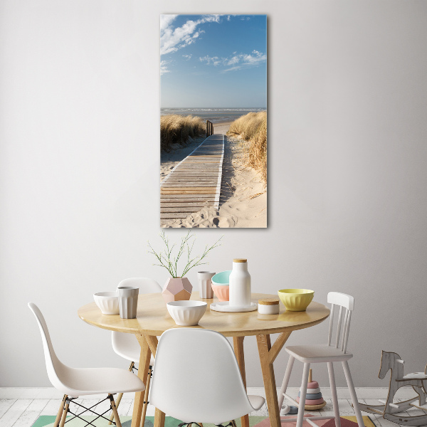 Cuadro decorativo en acrílico brillante vertical Camino a la playa