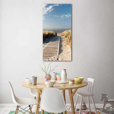 Cuadro decorativo en acrílico brillante vertical Camino a la playa