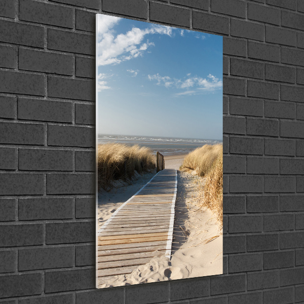 Cuadro decorativo en acrílico brillante vertical Camino a la playa