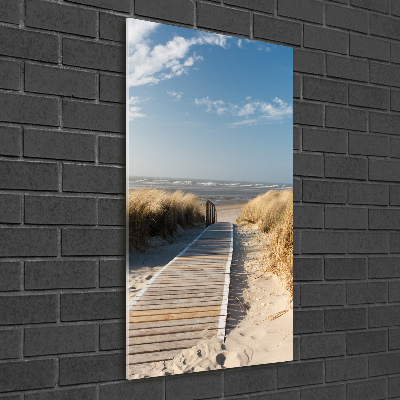 Cuadro decorativo en acrílico brillante vertical Camino a la playa