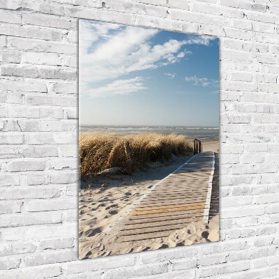 Cuadro decorativo en acrílico brillante vertical Camino a la playa