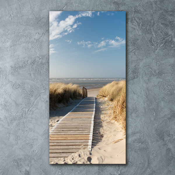 Cuadro decorativo en acrílico brillante vertical Camino a la playa