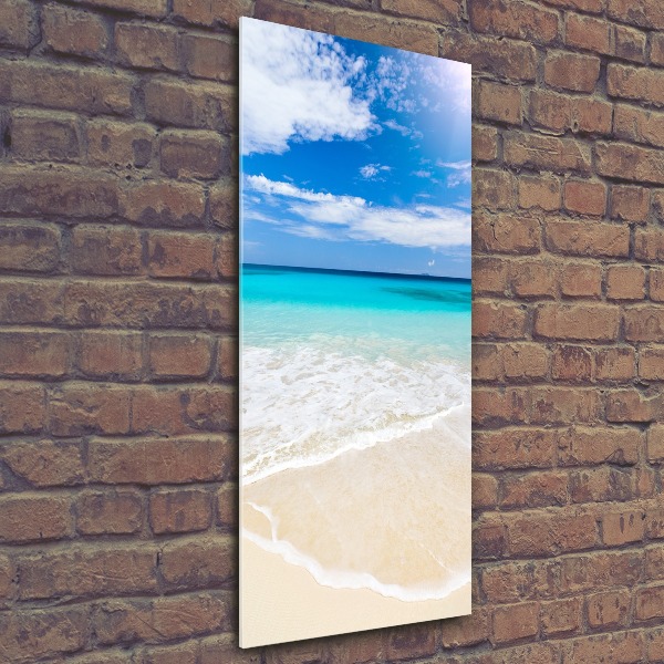 Cuadro de metacrilato moderno efecto cristal vertical Playa tropical