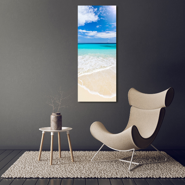 Cuadro de metacrilato moderno efecto cristal vertical Playa tropical