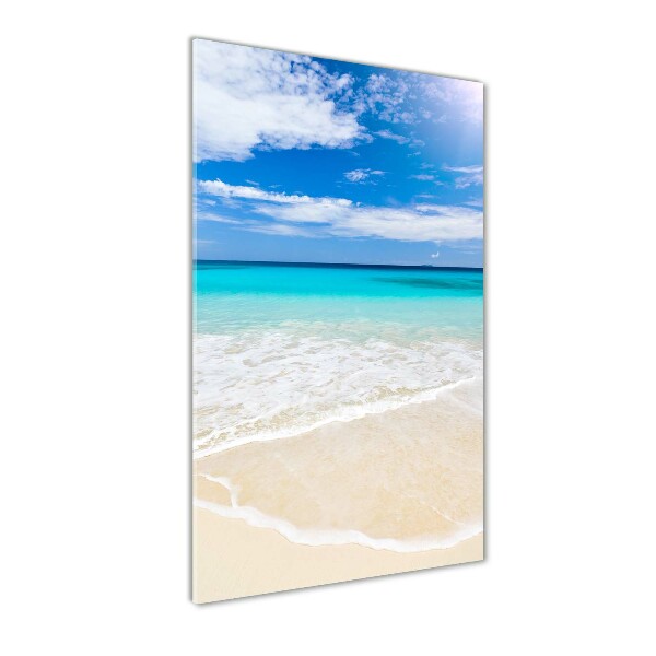 Cuadro de metacrilato moderno efecto cristal vertical Playa tropical