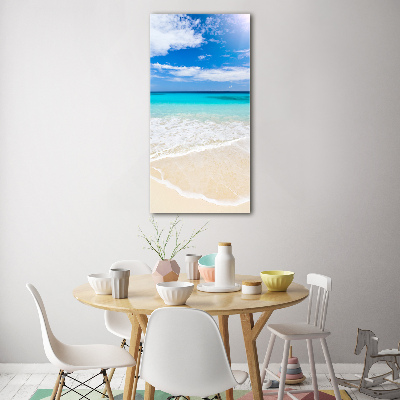 Cuadro de metacrilato moderno efecto cristal vertical Playa tropical